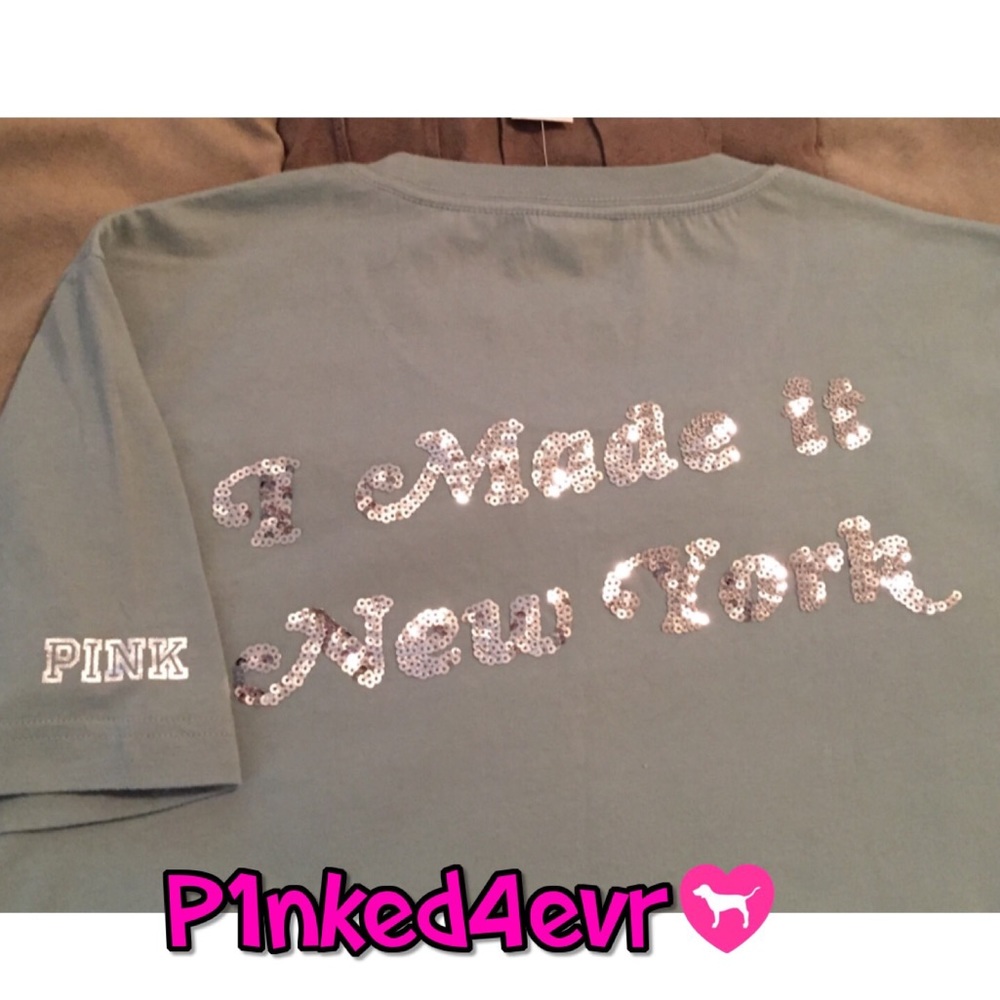 NWT VS PINK New York Bling “I Made it!” Tee XS/S